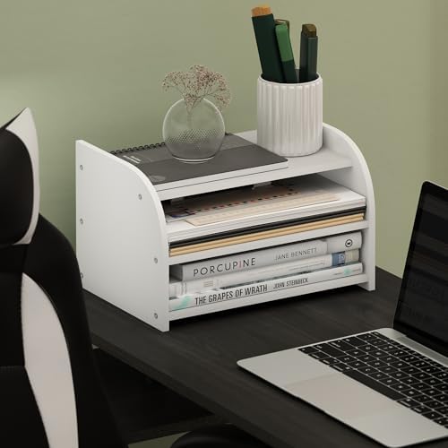 Furinno Classic 3-Tier Monitor Riser, Desk Organizers, Plain White by Furinno-FitsYourSpaceFitsYourBudget