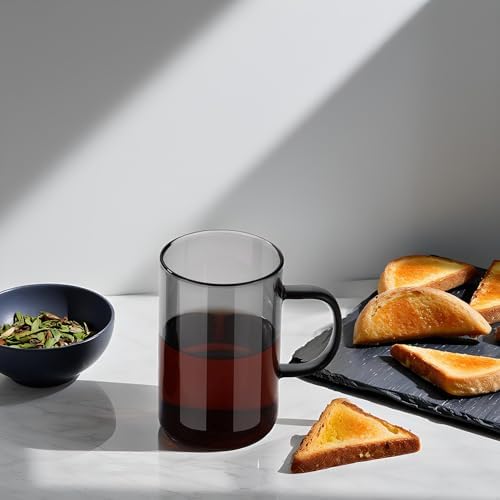 ecooe Black Glass Tea Mug with Stainless Steel Infuser and Lid 16.9oz - Image 5