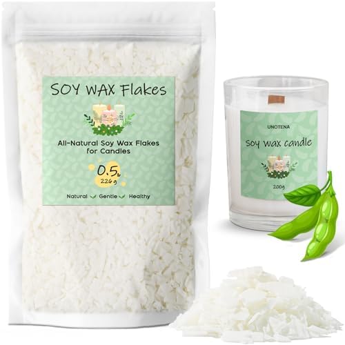 UNOTENA Soy Wax Flakes for Candle Making, Natural Candle Wax, Farm-Sourced, No Additives, Safe and Pure, 0.5LB by UNOTENACANDLEWAX