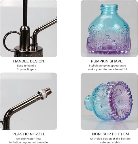 Glass Plant Mister Spray Bottle 200ML Watering Bottle with Top Pump Watering Can for Indoor Outdoor House Plants,Flowers (Blue-Purple) - Image 3