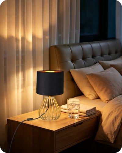 Black and Gold Table Lamp,12.6" Small Bedside Lamp with Bulb - Image 3