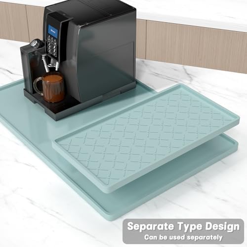 Rnivvi Silicone Coffee Mat, 16" x 24" Waterproof Raised Edge Coffee Bar Mats for Espresso Machine Station Accessories, Heat Resistant Detachable Dish Drying Pad for Kitchen Counter, Shadow Green - Image 3