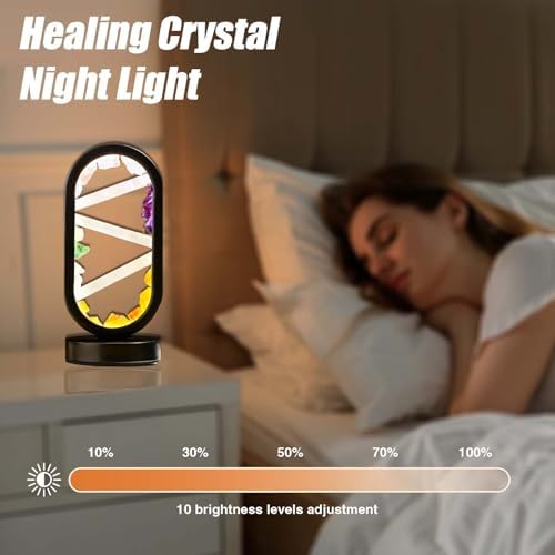 Runyangshi Crystal Table Lamp Night Light Natural Selenite & Colour Crystal Raw Stone Bedside Lamp with 3 Adjustable Light Colours Suitable for Home Decoration, Bedroom Office Desk Lighting - Image 5