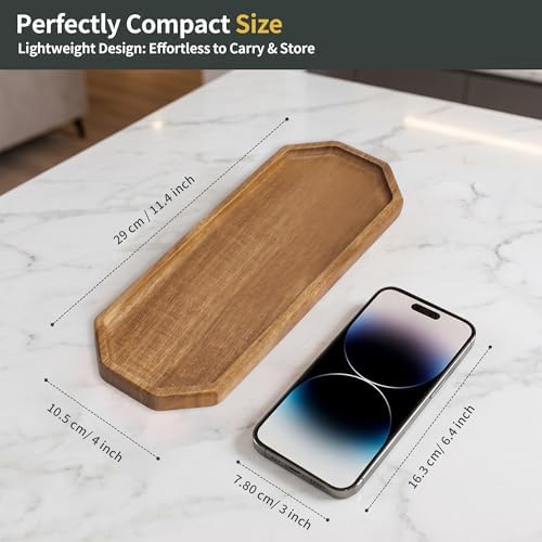 Small Wood Tray – Acacia Serving Platter Vanity Tray Mini Wooden Tray Decor - Image 2