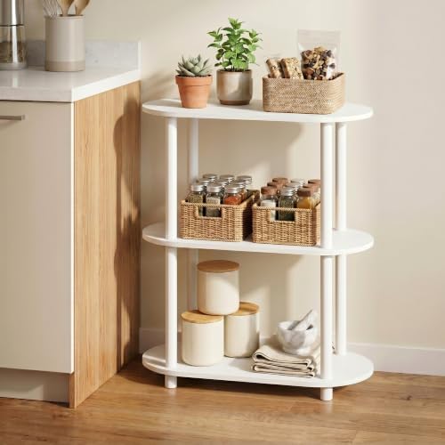 Furinno Turn-N-Tube No Tools 3-Tier Modern Oval Side Display Rack, White/Virgin White - Image 2
