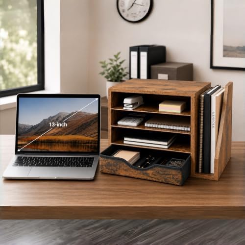 Wooden Desk Organizer with Drawers, Office Paper Mail and Organizer Wood - Image 4
