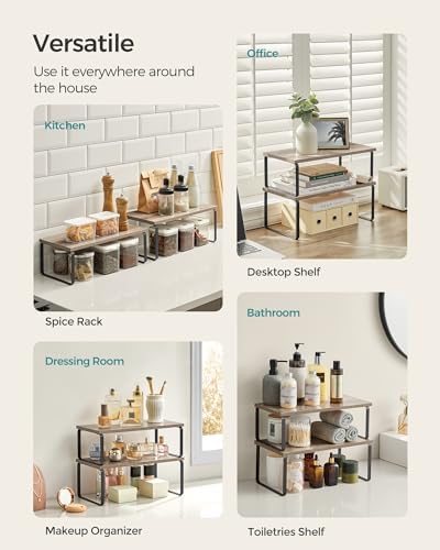 SONGMICS Cabinet Organizer Shelf, Set of 2 Spice Rack, Kitchen Storage - Image 3
