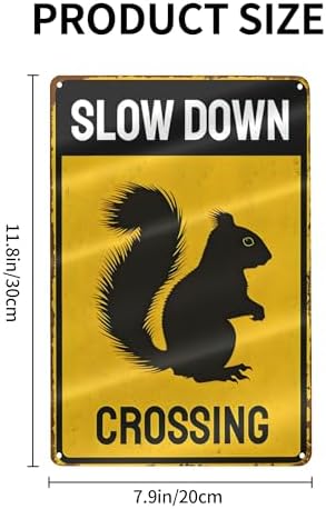 Metal Sign Squirrel Slow Down Crossing Sign Aluminum Metal Tin Signs Warning Sign For Fence Outdoor Yard Wall Decor 8x12 Inch - Image 2