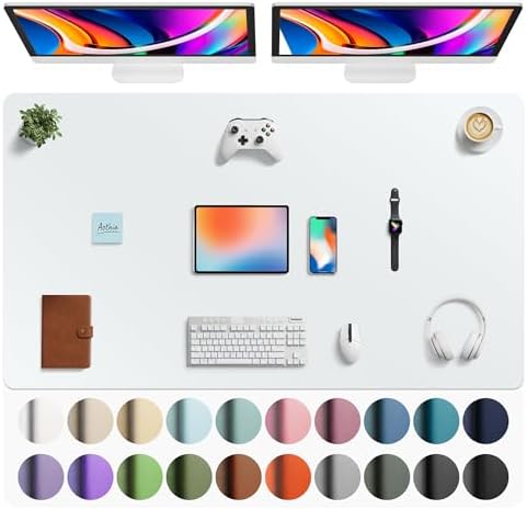 Aothia Faux Leather Desk Mat - Large Mouse Pad, Non-Slip PU Leather Blotter, Waterproof Writing Surface for Office and Home (Barely Grey, 63" x 24") by AothiaSimpleNaturalUnique