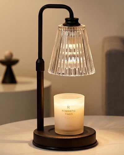 Candle Warmer Lamp With Timer Dimmable Crystal Vertical Stripe, Birthday Gifts for Women Mom, Adjustable Candle Warmer with 2 Bulbs, Christmas Black Candle Lamp for Jar Scented Candles, Home Decor by Funistree