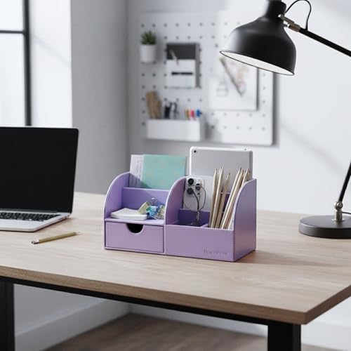 UnionBasic Desk Organizer - Multifunctional Leather Desktop Pen Holder Storage Box - Business Card/Pen/Pencil/Mobile Phone/Stationery Holder - Image 6