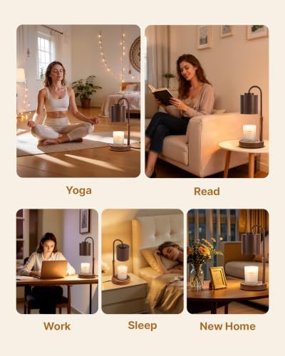CASTLELIFE Dimmable Candle Warmer Lamp with Timer, Height Adjustable Candle Warmer for Jar Candles, Electric Wax Melt Warmer for Home Decor House Warming Gifts, Birthday Gifts for Women, Brown - Image 5