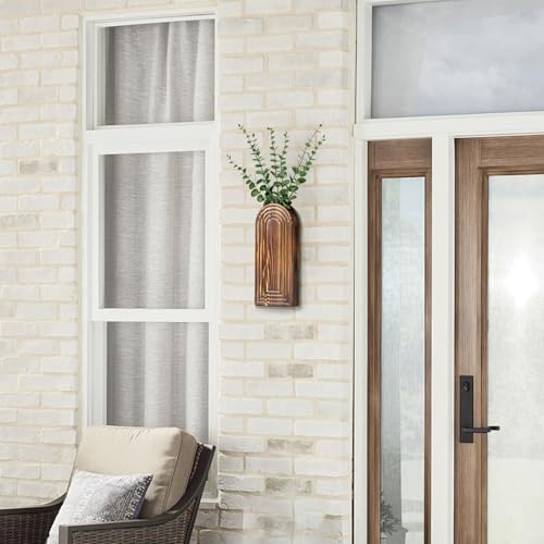 Wooden Wall Planter Vase Set of 2, Boho Hanging Planter for Indoor Plants & Flowers, Natural Wood Wall-Mounted Planters for Art Home Decor - Living Room, Bedroom, Bathroom, Patio (Brown) - Image 4