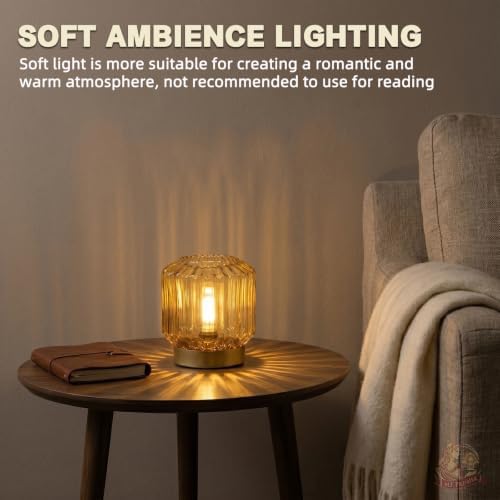 MJ PREMIER Battery Operated Lamp, Small Cordless Lamp with Timer Amber - Image 3