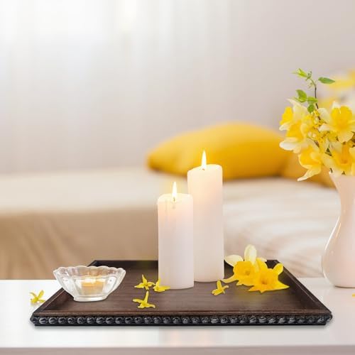 FramePro Decorative Tray 12x16 Rectangular Wood Beaded - Brown Serving Tray for Living Room, Coffee Table, Kitchen or Farmhouse Display - Image 5