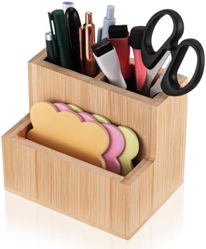 Maitys Bamboo Wood Pen Holder for Desk Wooden Pencil Organizer by Maitys