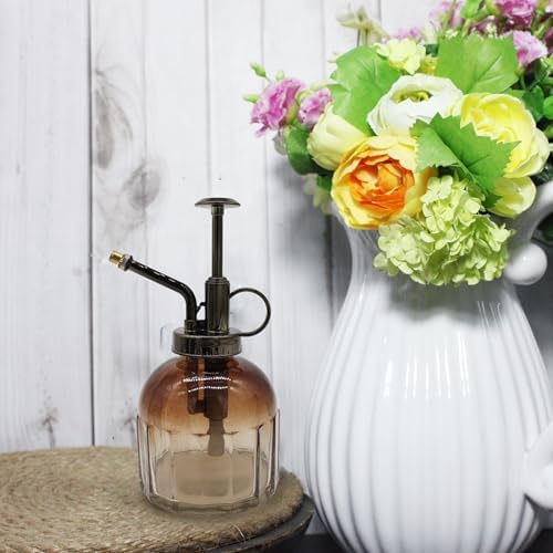 Glass Plant Mister Spray Bottle, 200ML Vintage Plant Spritzer, Succulent Watering Bottle Glass with Top Pump, Small Plants Sprayer Watering Can for Indoor Outdoor House(Light Brown) - Image 4