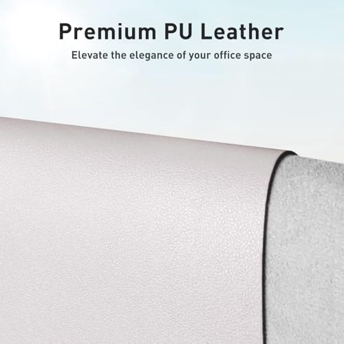 Aothia Faux Leather Desk Mat - Non-Slip PU Leather Desk Blotter, Waterproof Writing Surface, Large Desk Pad for Office & Home (Pale Lavender White, 55" x 17") - Image 2