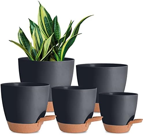 7/6.5/6/5.5/5 Inch Self Watering Pots for Indoor/Outdoor Plants, 5 Pack by Vanslogreen