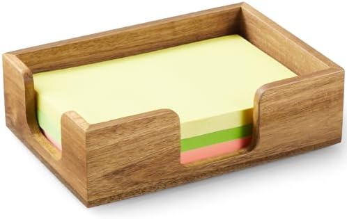 Bivvclaz Acacia Wood Sticky Note Holder, 4 x 6 Inch Notepad Holder Dispenser with Dual Openings, Self Stick Note Pad Holder, Memo Pad Holder Dispenser Organizer for School Office Desk Supplies by Bivvclaz