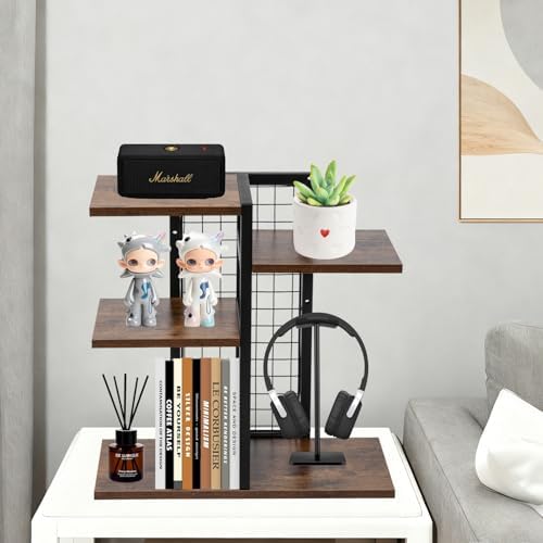 Y YOMA Desktop Bookshelf, 3 Tier Wood Desk Shelf for Top of Desk, Compact Vertical Storage Desk Organizer & Display Rack for Home Office Dorm, Rustic Brown - Image 5
