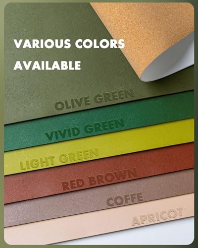 YSAGi Double-Sided Desk Pad, 31.5"x15.7"Leather Desk Mat, Eco Cork Desk Pad Protector,Large Mouse Pad,Waterproof Desk Blotter for Office/Home(Olive Green) - Image 6