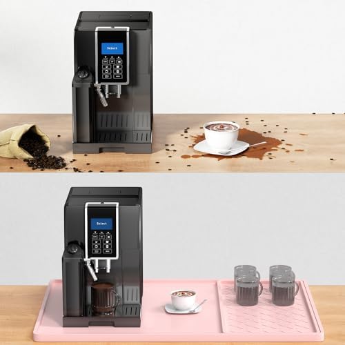 Rnivvi Silicone Coffee Mat, 16" x 24" Waterproof Raised Edge Coffee Bar Mats for Espresso Machine Station Accessories, Heat Resistant Detachable Dish Drying Pad for Kitchen Counter, Dish Rack, Pink - Image 7