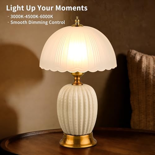 Vintage White Ceramic Cactus Small Table Lamp for Bedroom - Image 5