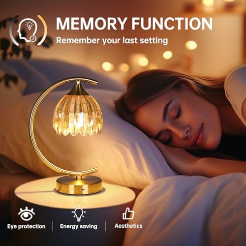Shenmoyl Set of 2 Tulip Table Lamp, 5200mAh Cordless Touch Control Table Lamp with 3 Color Temps & Stepless Dimming, Rechargeable Battery Table Lamp for Living Room, Bedroom, Shelf (Amber Tulip) - Image 4