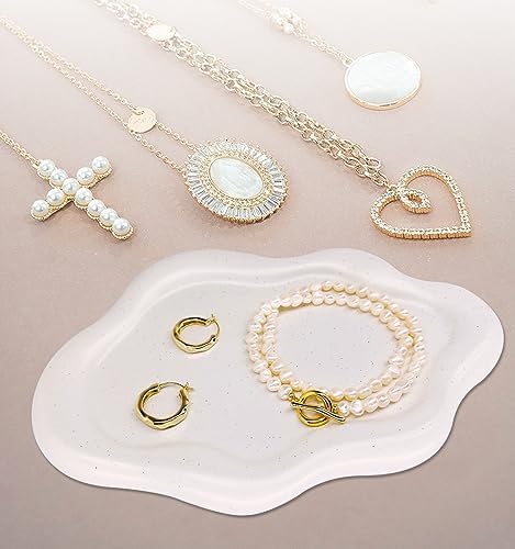 Spotted-White Ceramic Jewelry Dish for Women, Cloud Tray Trinket Dish - Image 6
