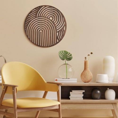 Yerliker Mcm Decor Mid Century Modern Wood Wall Art, Circular - Image 3