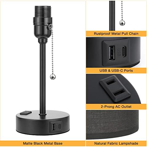 Small Bedside Table Lamp for Bedroom - Desk Lamp with USB Ports for Dorm - Image 5