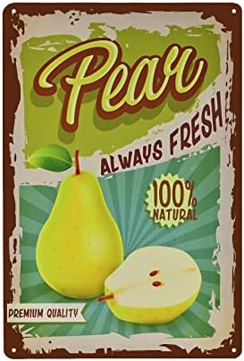Vintage Pear Tin Sign - Fruit Metal Sign - Retro Decorative Sign Wall Decor Home Decor by TREEPERI