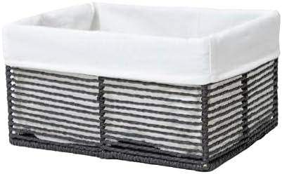 GYASVWU Hand-Woven Paper Rope Storage Baskets,Rectangular Wicker Baskets for Organizing,Decorative Woven Basket for Storage,Shelf Basket for Living Room,Storage Baskets for Pantry (Black - Large) by GYASVWU