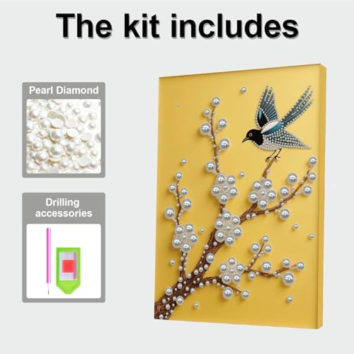 DIY Pearl Painting with Frame, Creative Design, Handmade Stress-Relieving Home Wall Decoration, Includes Frame and Tools-Bird - Image 6