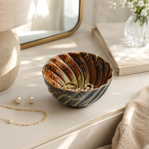 Brown Reactive Glaze Ceramic Jewelry Dish Tray,Ring Holder Dish Tray - Image 7
