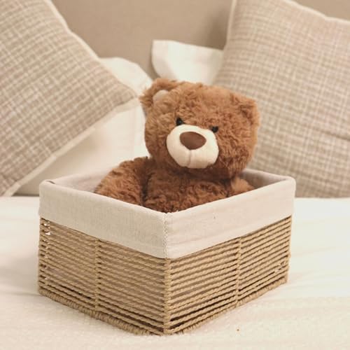 GYASVWU Hand-Woven Paper Rope Storage Baskets,Rectangular Wicker Baskets for Organizing,Decorative Woven Basket for Storage,Shelf Basket for Living Room,Storage Baskets for Pantry (Beige - Large) - Image 6