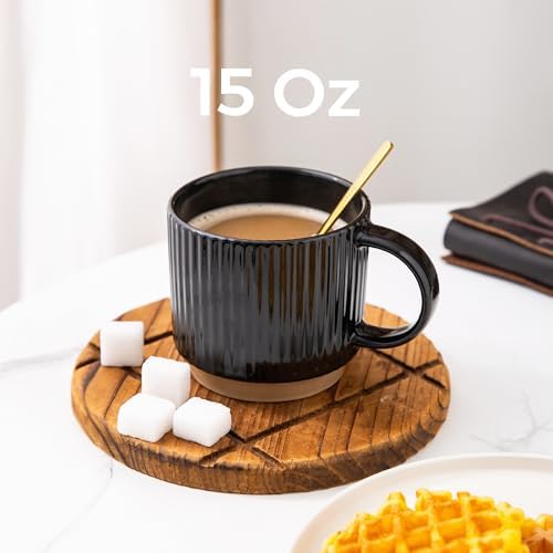 GBhome 15 OZ Stackable Coffee Mugs Set of 4, Ceramic Coffee Cups Set - Image 2