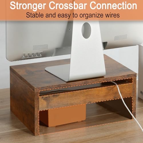 TEAMIX 6.7 inch Tall Monitor Stand Riser, Wood Shelf Riser, Desk Organizer - Image 4