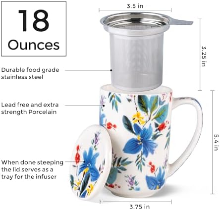 AmorArc Tea Cup With Infuser and Lid, 18oz Loose Leaf Tea Mug With Steeper - Image 3