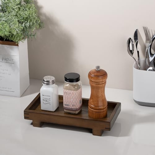 Bathroom Counter Tray Wooden Riser Display Kitchen Soap Holder, Walnut - Image 4