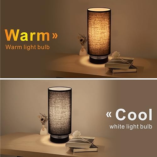 lifeholder Table Lamp, Bedside Nightstand Lamp, Simple Desk Lamp, Cylinder Table Lamp for Bedroom Living Room Office Study, Black Shade and Base (Black) - Image 3