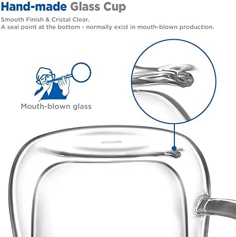 ecooe 8 Oz Double Walled Glass Coffee Cups Latte Cappuccino Cups Set of 4 - Image 3