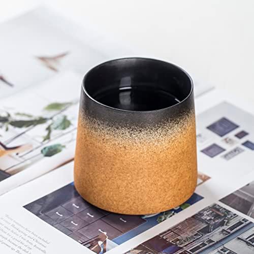 Big handmade Ceramic Coffee Mugs for Men/Women,10oz Tea Cup for Office and Home,Microwave and Dishwasher safe,Gift for Parents,Family and Friends(Burnt yellow) by Meicilin