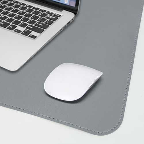 AFIING Leather Desk Pad Protector, 47" x 17" Large Desk Mat with Natural Cork & PU Leather, Mouse Pad, Non-Slip, Waterproof Desk Writing Pad for Office and Home (Light Gray) - Image 5