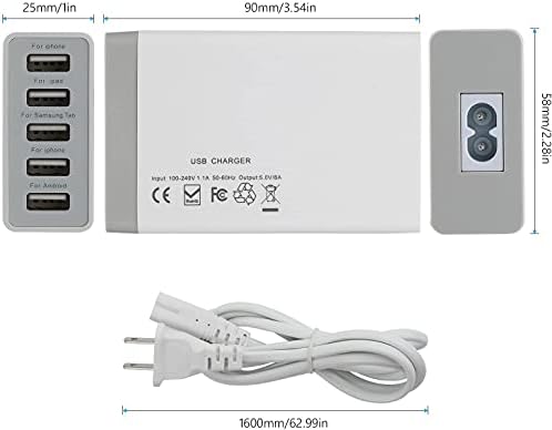 Pezin & Hulin 5 Port USB Wall Charger, 45W, Compatible with Tablet, Phone, Cell Devices - Image 5