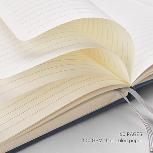 &And Per Se 10-Pack Lined Notebooks, A5 Hardcover, 160 Pages 100gsm Thick Paper, Office Supply Bulk Order, Corporate New Hire Kits, Breakroom Essentials – College Ruled, 10 Units (Dark Blue) - Image 4