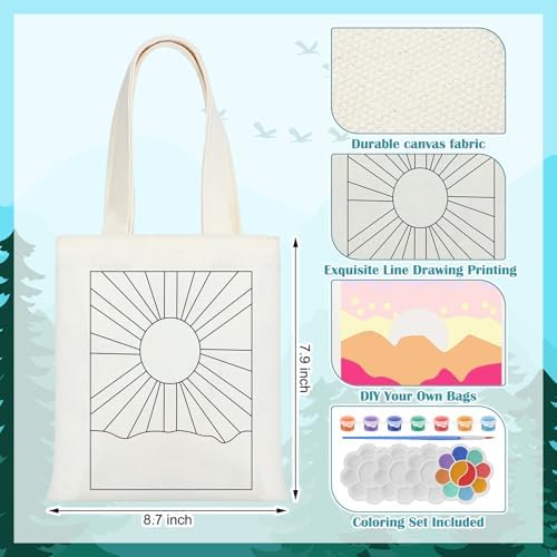 Aliceset 16 Pcs Color Your Own Bag Tote Bag Painting - Image 2