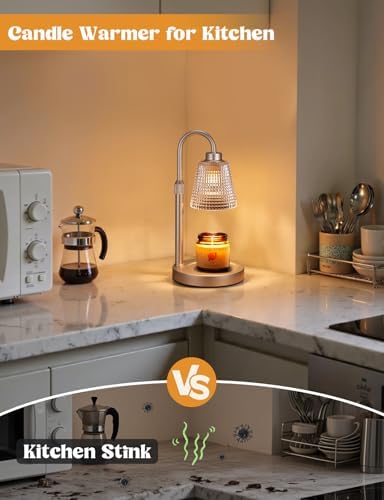 Champagne Gold Candle Warmer Lamp with Timer, Dimmable Candle Warmer for Home Decor, Height Adjustable Candle Lamp for Jar Candles, Birthday Gifts for Women Mom, House Warming Gifts New Home - Image 4