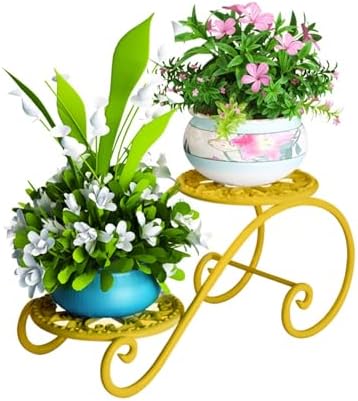 2 Tier Golden Plant Stand for Indoors, Beautiful Appearance And Cute Shape. Golden 1 Pcs by DDPow